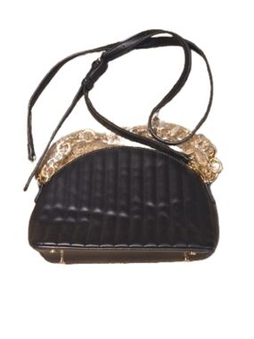 MMS Design Studio Black Quilted Half Moon Crossbody Bag
